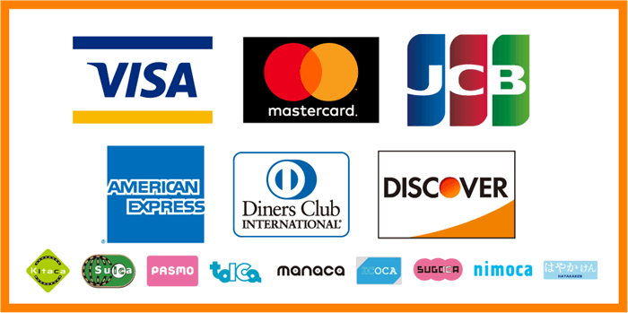 クレジットカード、交通系電子マネー使えます！