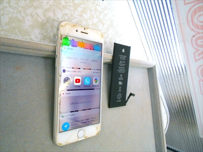 岡山県倉敷市からお越し頂きました！iPhone(アイフォン)6バッテリー交換修理！　バッテリーが著しく劣化して充電されず、起動もしなかったiPhoneが、当店にて無事！元気なiPhoneに生まれ変わりました！(v^ー°)