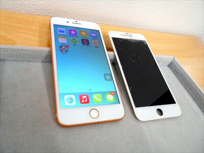 岡山県倉敷市からお越し頂きました！iPhone(アイフォン)8Plus液晶ガラスパネル交換修理！　iPhoneの画面割れをそのままにされていて、ついには画面が表示されなくなってしまったそうです～(^_^;)(汗)